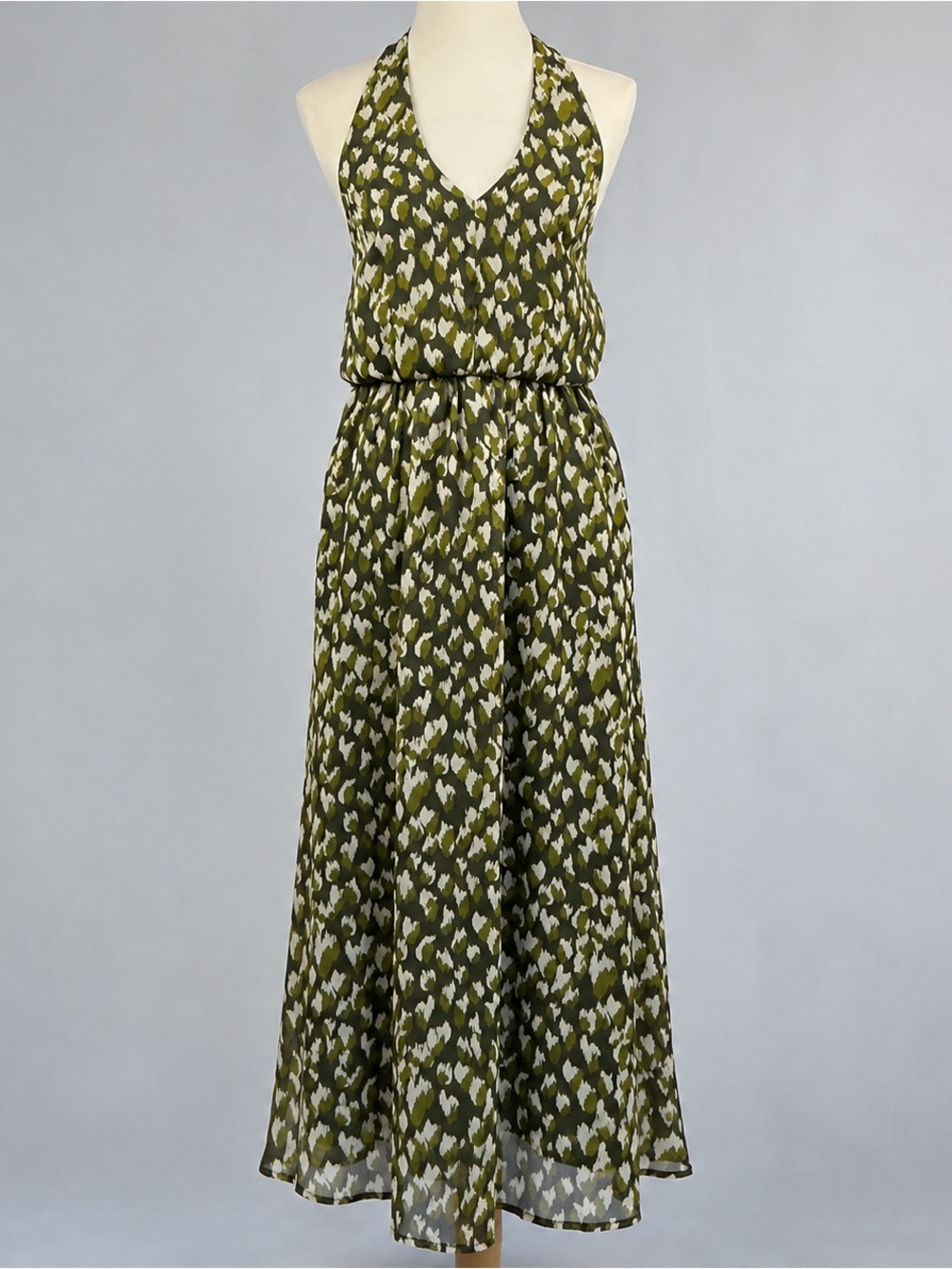 Banana Republic Muir Green Abstract Halter Maxi Dress S